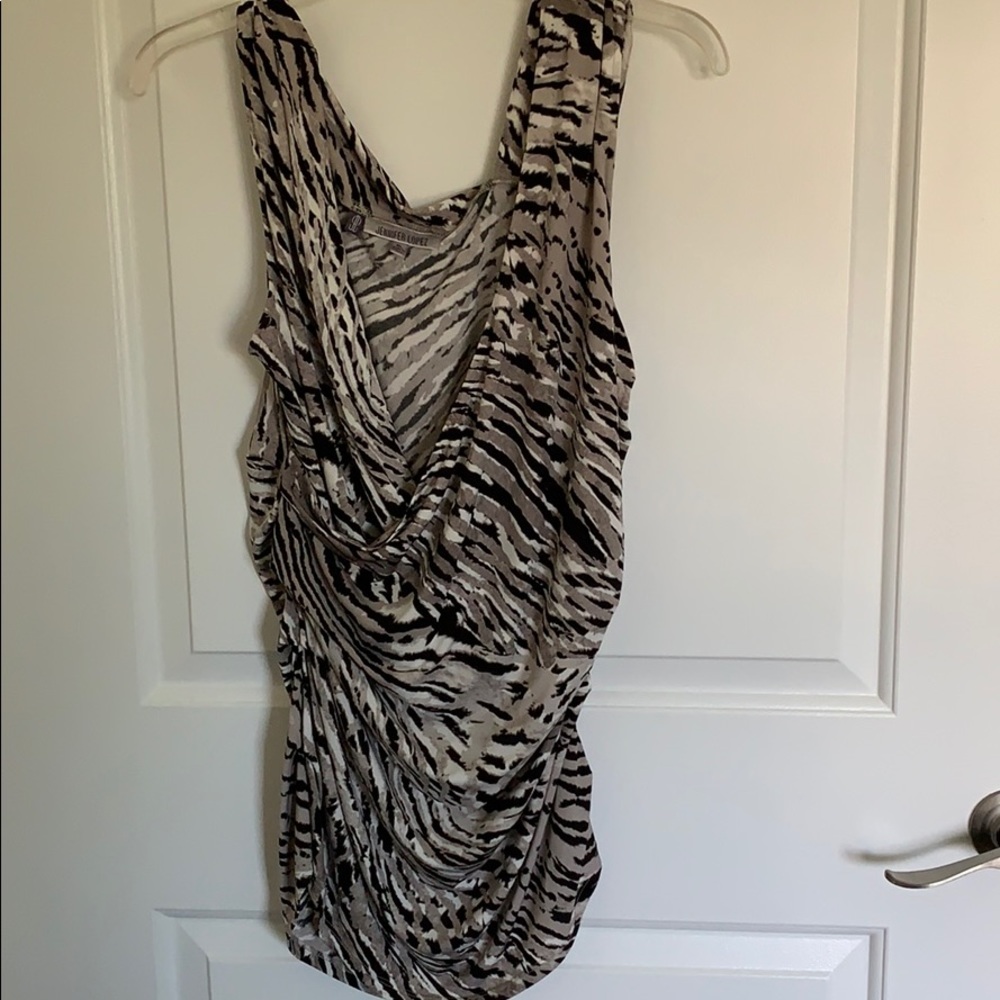 Jennifer Lopez grey/black/white leopard tank XL